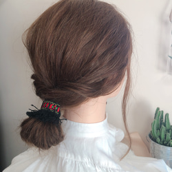 Black/fringe/ネイティブ柄/read 簡単結ぶだけ！ネイティブ柄ヘアゴム　小 7枚目の画像