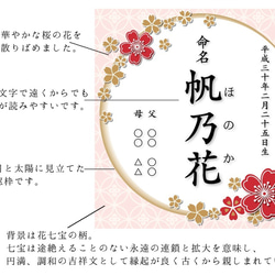 命名書バースデーポスター月と太陽と桜の和柄七宝文様 2枚目の画像