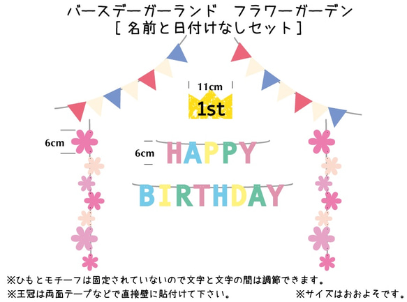 バースデーガーランドフラワーガーデン[名前と日付けなしセット] 2枚目の画像