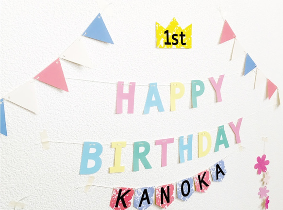 バースデーガーランド[名前フラッグ付きシンプルセット]*名入れ 4枚目の画像