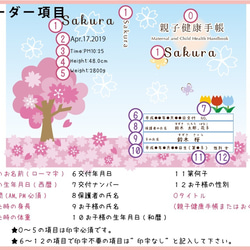 母子手帳カバーお薬手帳カバー桜舞う春の空*サイズ対応 2枚目の画像