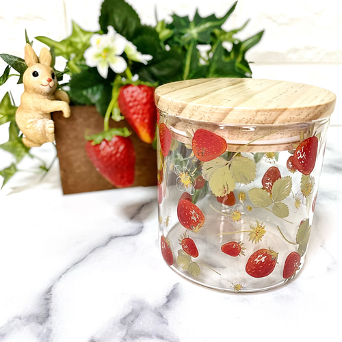 いちご ストロベリー ガラス 収納容器 コルク いちご雑貨 保存容器