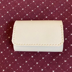 フェイクレザー　三つ折りミニ財布（クリームホワイト）送料込み 1枚目の画像