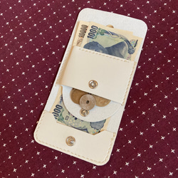フェイクレザー　三つ折りミニ財布（クリームホワイト）送料込み 2枚目の画像