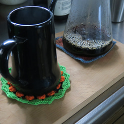 ホーローのコーヒーポットがぴったりおさまるコットンコースター 5枚目の画像