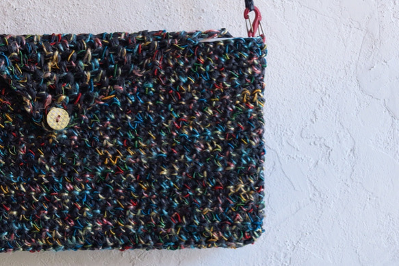 和紙の糸で編んだ　手編みのサコッシュ 6枚目の画像
