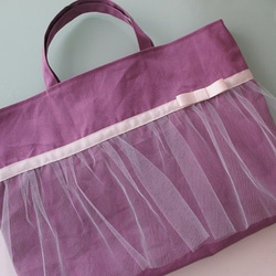 リバティリボンアップリケのレッスンバッグ その他入園グッズ