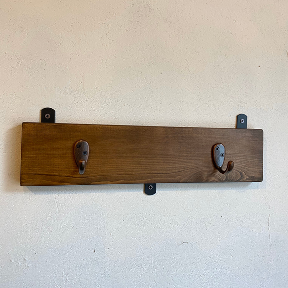 Iron wood wall hook 木と鉄のシンプルな壁掛け　ウォールフック　壁掛け 2枚目の画像