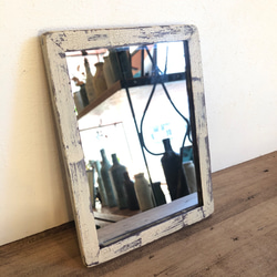 Wood frame stand mirror ひび割れ加工スタンドミラー 1枚目の画像