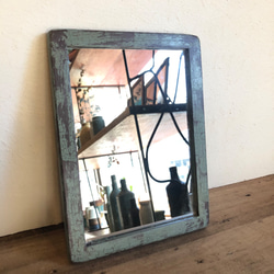 Wood frame stand mirror ひび割れ加工スタンドミラー 2枚目の画像