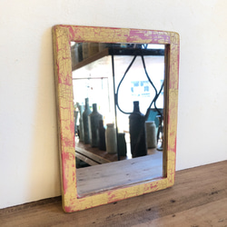 Wood frame stand mirror ひび割れ加工スタンドミラー 4枚目の画像