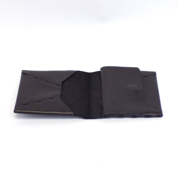 組み立て式二つ折り財布/黒/レザー革/ギフト/epoquesewn/ 2枚目の画像