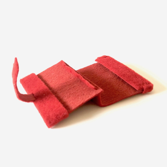 creema 限定-[送料無料] モフモフショートファー素材の単行本ブックカバー レッド赤 3枚目の画像