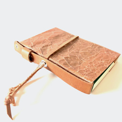 ワックスペーパー ➕ 本牛革の文庫本サイズのブックカバー(手帳カバー) キャメル 3枚目の画像
