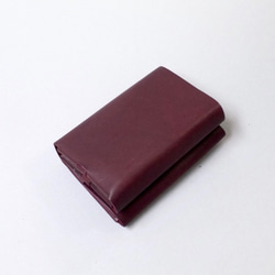緊湊型三折錢包紫色/意大利小牛皮/組裝 第7張的照片