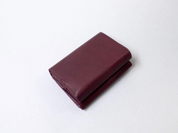 緊湊型三折錢包紫色/意大利小牛皮/組裝 第7張的照片