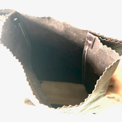 KAMIBUKURO（紙袋）大號 國產正品牛皮 深棕色 第7張的照片