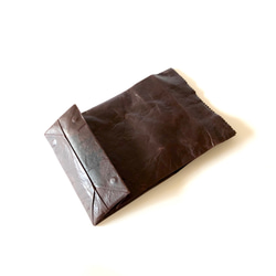 KAMIBUKURO(紙袋)小國產牛皮暗褐色 第6張的照片