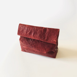 KAMIBUKURO(紙 袋) small 国内本牛革製　レッド 2枚目の画像