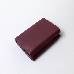 緊湊型三折錢包紫色/意大利小牛皮/組裝 第6張的照片