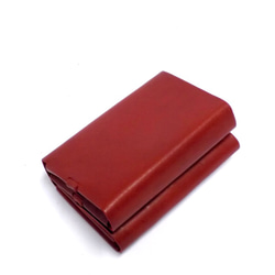 緊湊型三折錢包紅色/意大利小牛皮/組裝 第3張的照片
