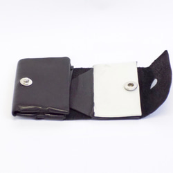 折疊式三折錢包/黑色x白色/皮革皮革/禮物/組合/ epoquesewn / 第4張的照片
