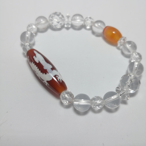 龍乗観音天珠】線天珠＆水晶 ブレスレット B085 ブレスレット atelier