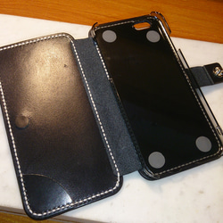 本革(黒)・手帳型iPhone6ケース 3枚目の画像