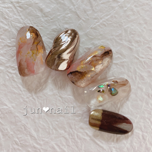 ブラウンニュアンス♡ ネイルチップ（つけ爪） jun❤︎nail 通販