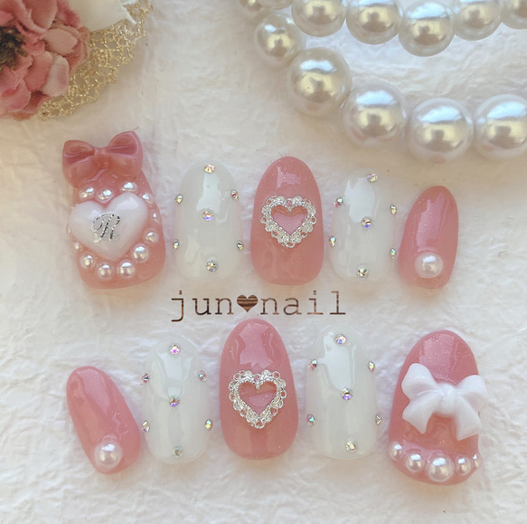 ピンクベージュのゆめかわネイル♡ ネイルチップ（つけ爪） jun