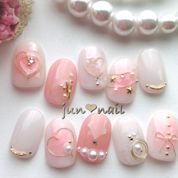 ♡ハートのチークネイル♡ ネイルチップ（つけ爪） jun❤︎nail 通販