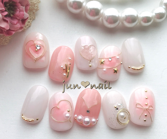 ♡ハートのチークネイル♡ ネイルチップ(つけ爪) jun❤︎nail ♡ハートのチークネイル♡ ネイルチップ(つけ爪) jun❤︎nail