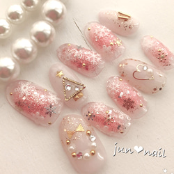 ワンホンネイルチップ チークネイル ハートネイル オーロラネイル