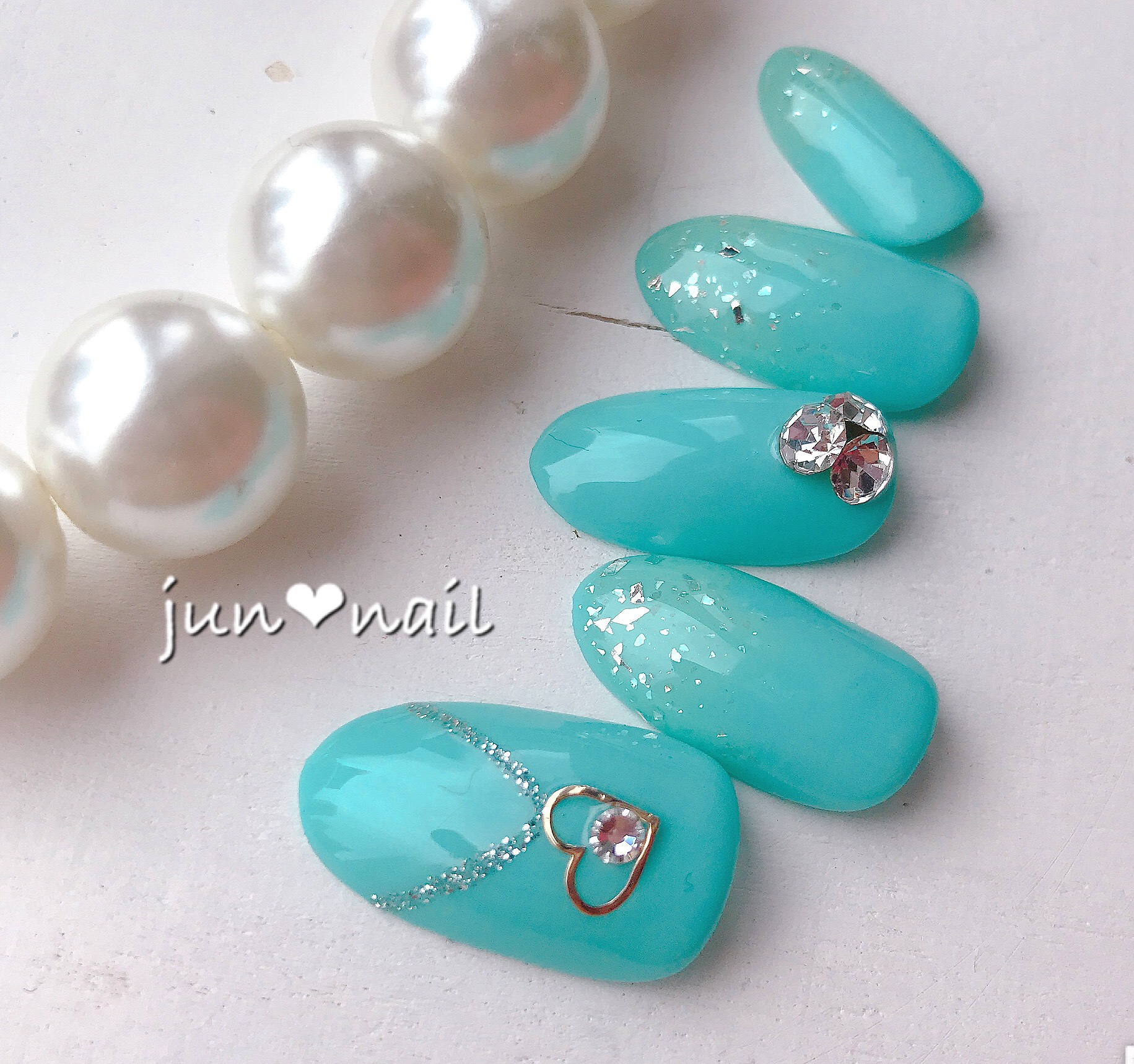 水色ネイル♡ ネイルチップ（つけ爪） jun❤︎nail 通販 7069940