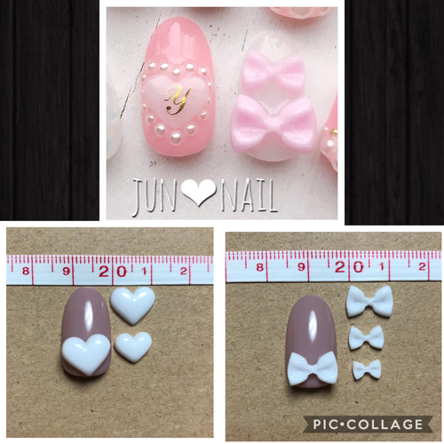 3Dネイルパーツ ♡4セット ネイルチップ(つけ爪) jun❤︎nail 3Dネイルパーツ ♡4セット ネイルチップ(つけ爪) jun❤︎nail