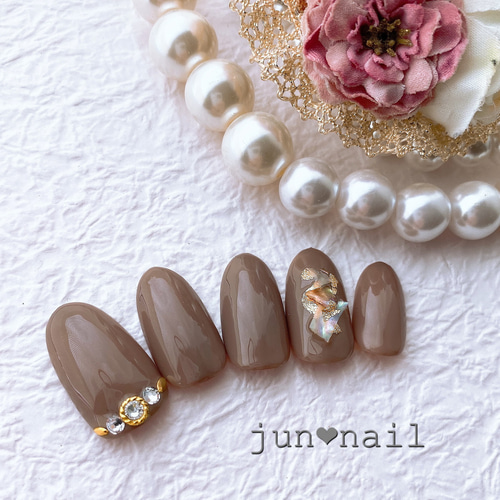 上品モカネイル♡ ネイルチップ（つけ爪） jun❤︎nail 通販 9511501
