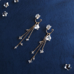 14KGF 白水晶×赫基蒙水晶 流星 天然石耳環 兩種戴法 聖誕禮物 第6張的照片