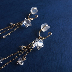 14KGF 白水晶×赫基蒙水晶 流星 天然石耳環 兩種戴法 聖誕禮物 第7張的照片