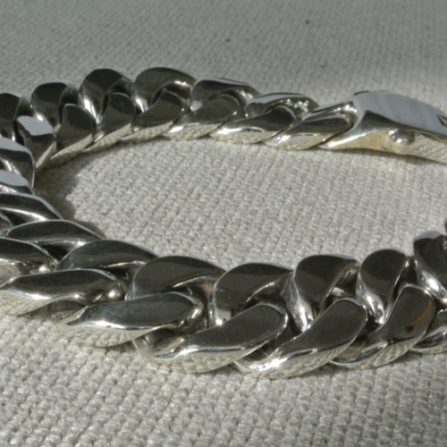 [41]   / SV925 / 41g 喜平ブレスレット ステンレスCZ喜平ブレスレット 14mm [b284-silver-14mm