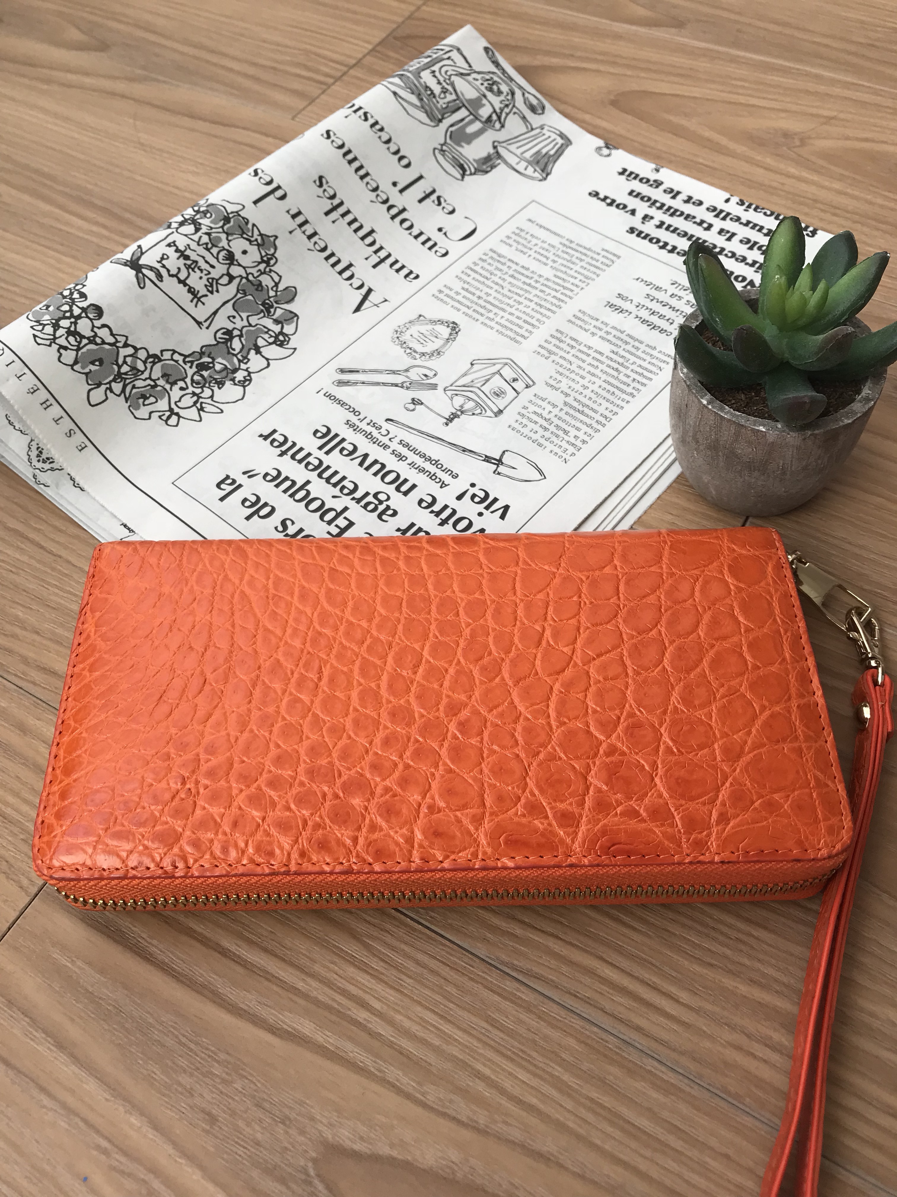 【正規販売店】 クロコダイル 長財布 ワニ革 オレンジ 長財布 ほどよし 通販 小物