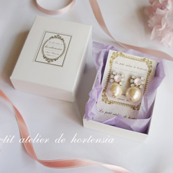14kgf 耳環 ☆ Swarovski Bijou ☆ 棉珍珠 ☆ 粉玫瑰蛋白石和水晶 10 第5張的照片