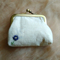 「Creema限定」 財布  がま口  小物入れ  オリジナルデザイン  刺繍  花 3枚目の画像