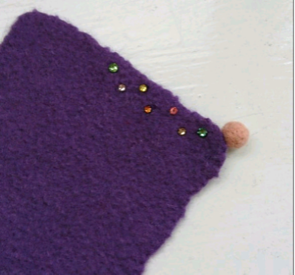 【送料無料】 羊毛フェルト  コースター  紫 1枚目の画像