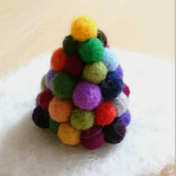 「Creema限定」  羊毛フェルト  クリスマスツリー  羊毛ボール 2枚目の画像