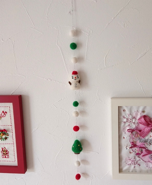 モビール  クリスマス  羊毛フェルト  壁飾り 1枚目の画像