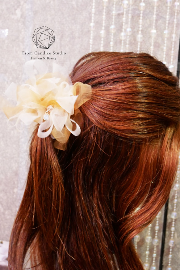 NO.30盧芭Lyuba / 編織髮圈。咖啡色×杏色 . From Candice 手作歐風新娘頭飾 第1張的照片