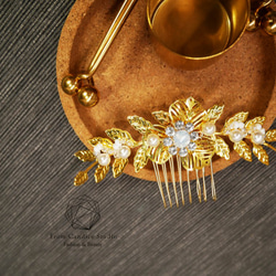 NO.44アマンダアマンダ/ヘアコームキャンディスから手作りのヨーロピアンスタイルのブライダルヘッドドレス 5枚目の画像