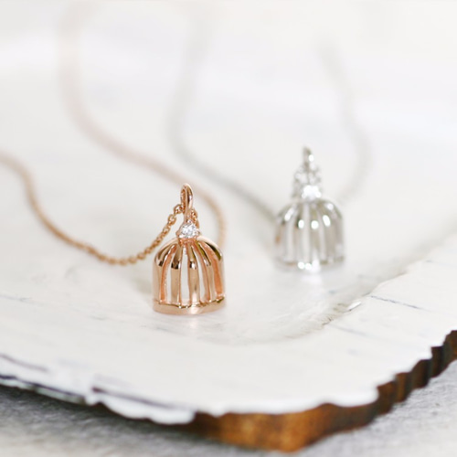 鳥かご ミニチュア ペンダント レディース ネックレス シルバー925  