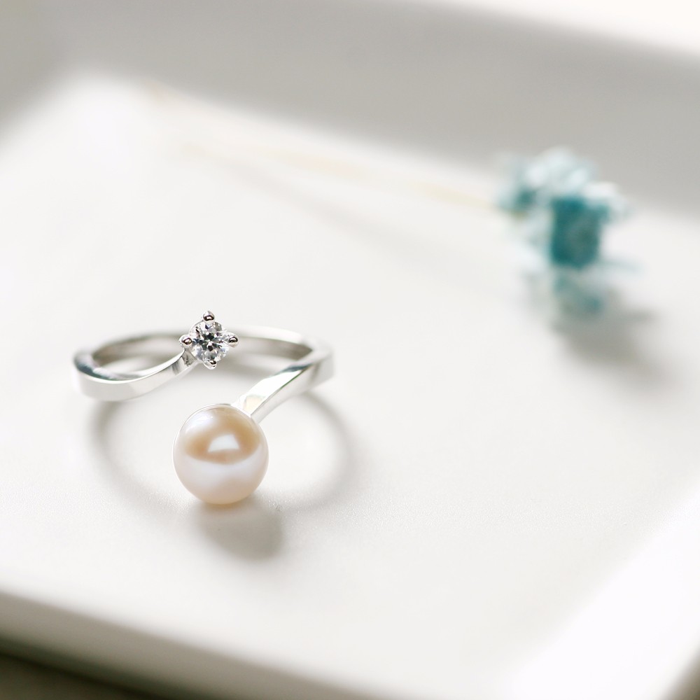 Oval 真珠 オープン リング シルバー925