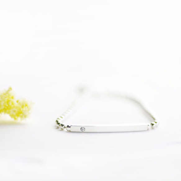 Bar Bracelet 925 Sterling Silver Minimalist Jewelry 第1張的照片